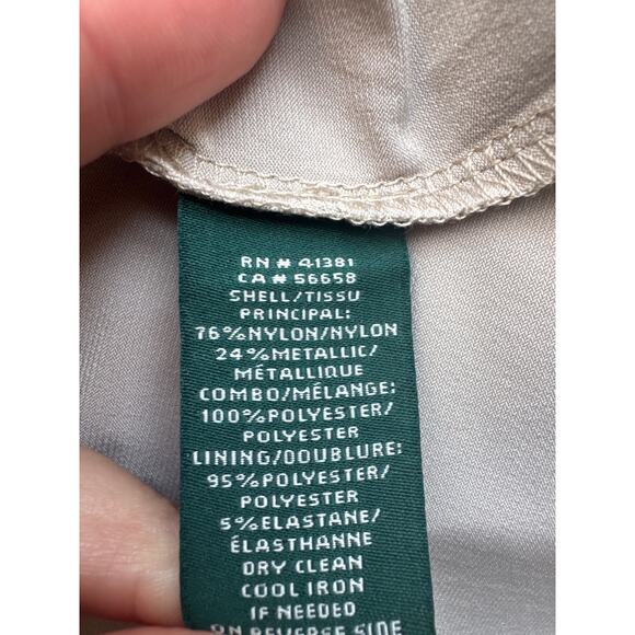 Ralph Lauren Dress Fully Lined Lace Sheath Sleeveless Women's 6 Gold Metallic - Picture 10 of 10